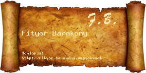 Fityor Barakony névjegykártya